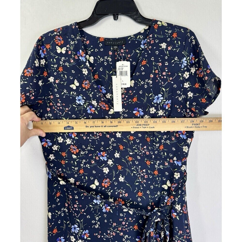Sanctuary Maxi Dress Women’s Large Navy Blue Floral Butterfly Print A Line NEW - Picture 10 of 12